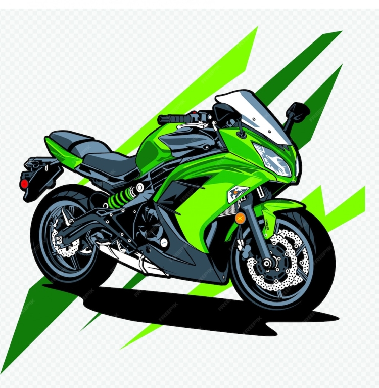 Зеленый мотоцикл рисунок