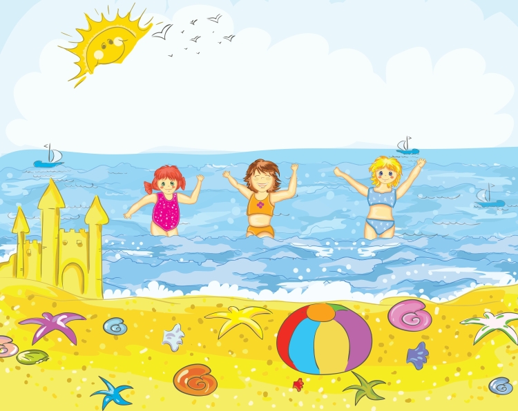 Море лето детский рисунок