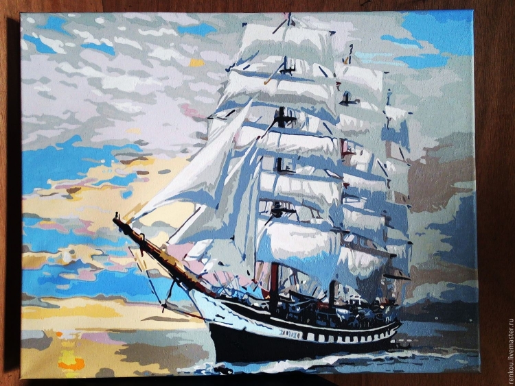 Корабль в море рисунок гуашью