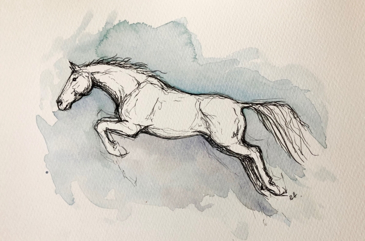 Рисунок прыгающей лошади