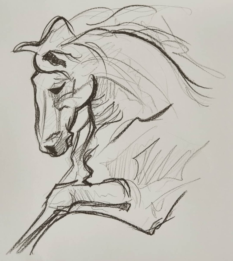 Рисунок нарисованной лошади