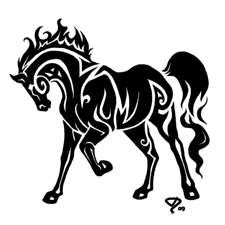 Рисунок лошади с узорами