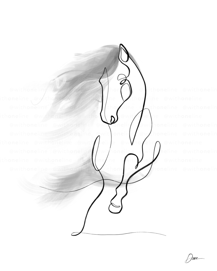 Рисунок лошади одной линией
