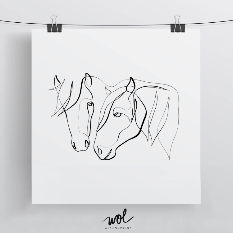 Рисунок лошади линиями