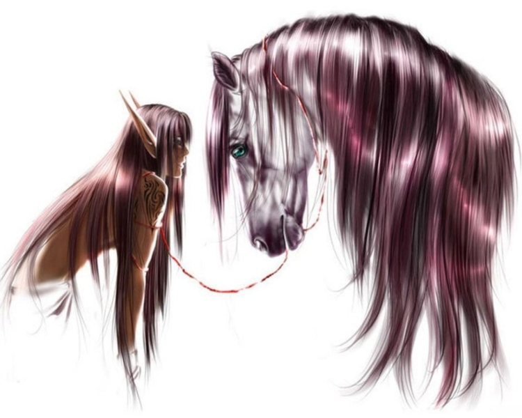 Рисунки лошадь с длинной гривой