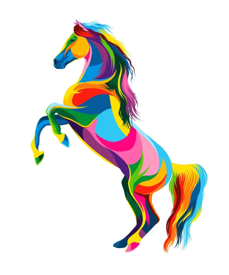 Разноцветная лошадь рисунок