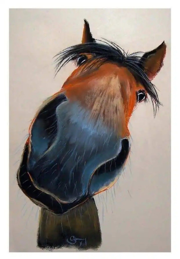 Морда лошади рисунок красками