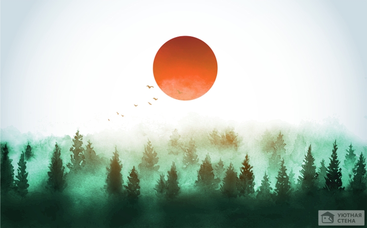Солнце над лесом рисунок