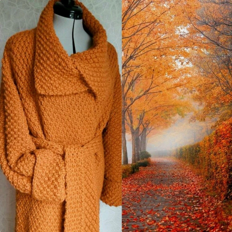 Осеннее пальто спицами