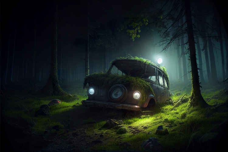 Машина в лесу рисунки
