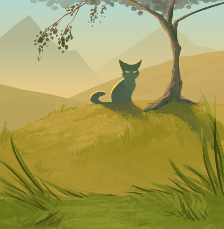 Кот в лесу рисунок