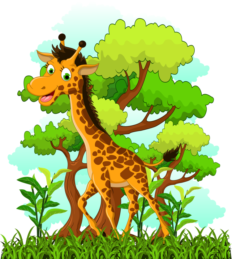 Жираф в лесу рисунок
