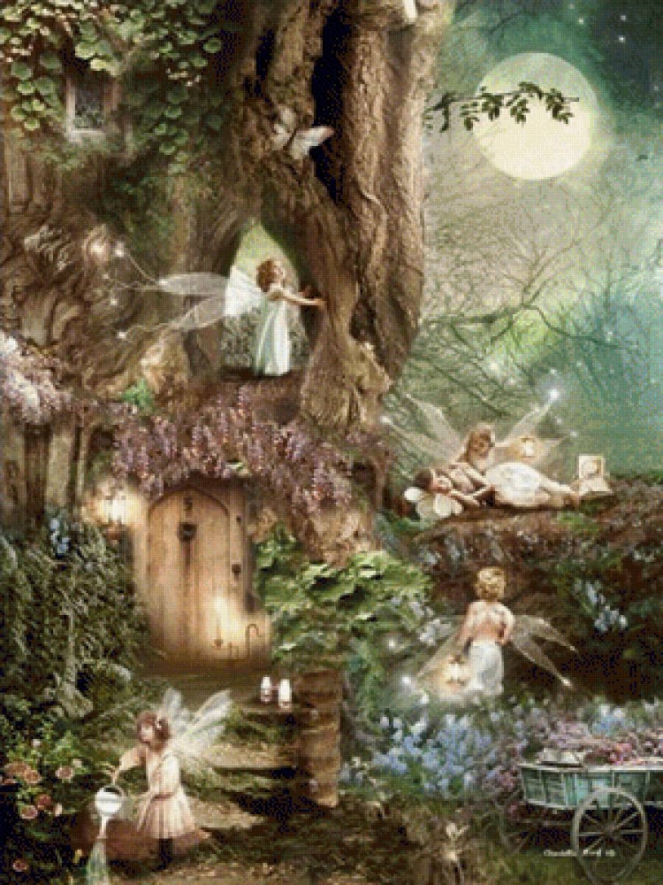 Волшебный лес с феями рисунок