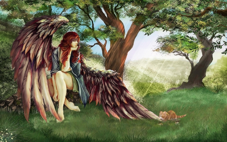 Ангел в лесу рисунок