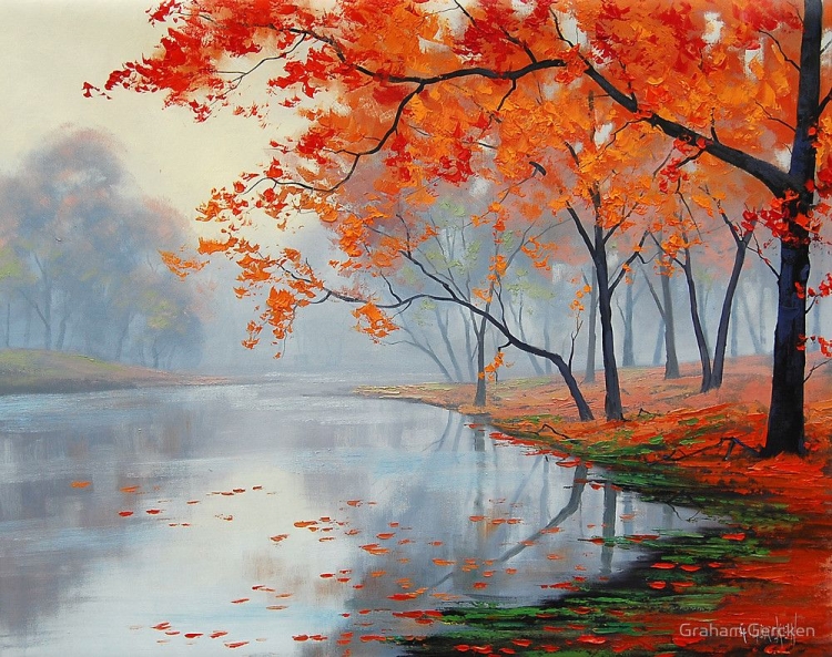 Осенний лес и река