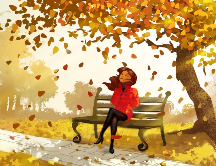 Девушка в парке осенью