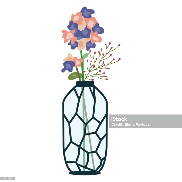 Плоская стеклянная ваза для цветов