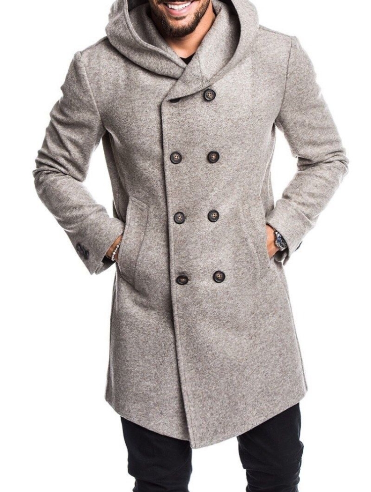 Мужское осеннее пальто с капюшоном