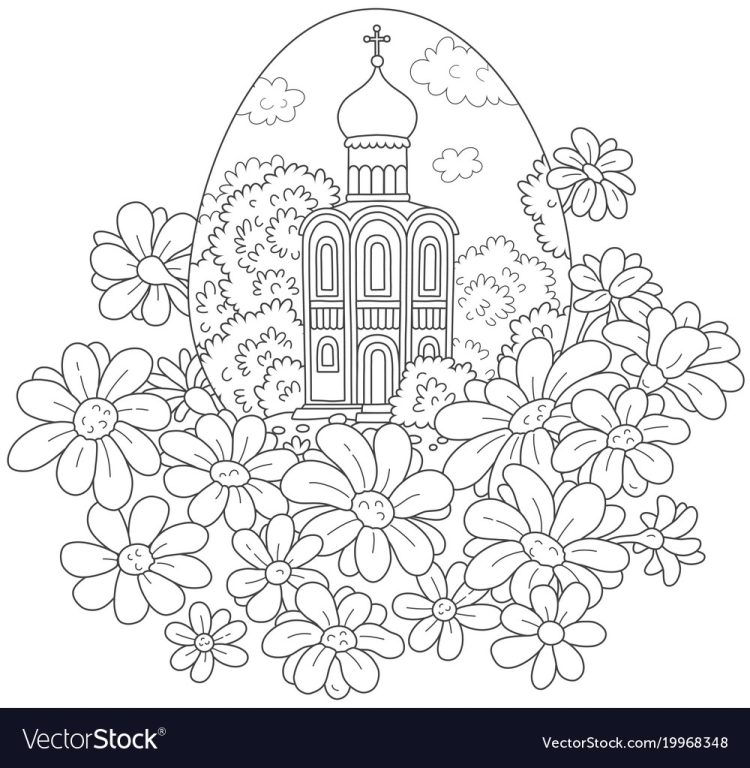 Раскраска Пасха храм