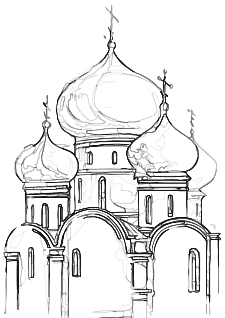 Церковь карандашом