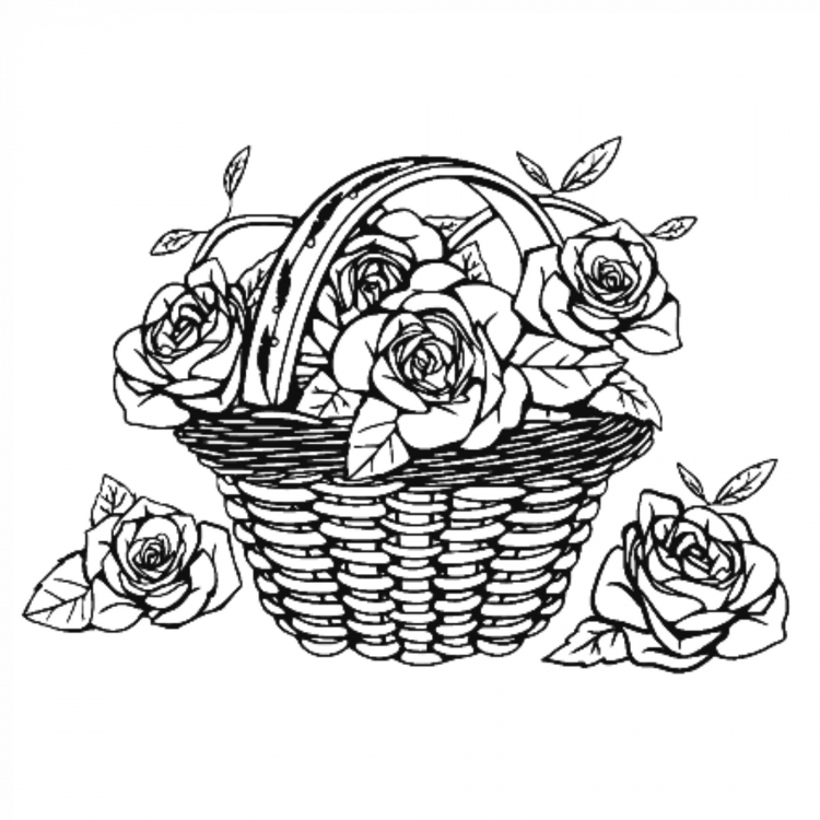 Рисунок корзинка с цветами - 47 фото