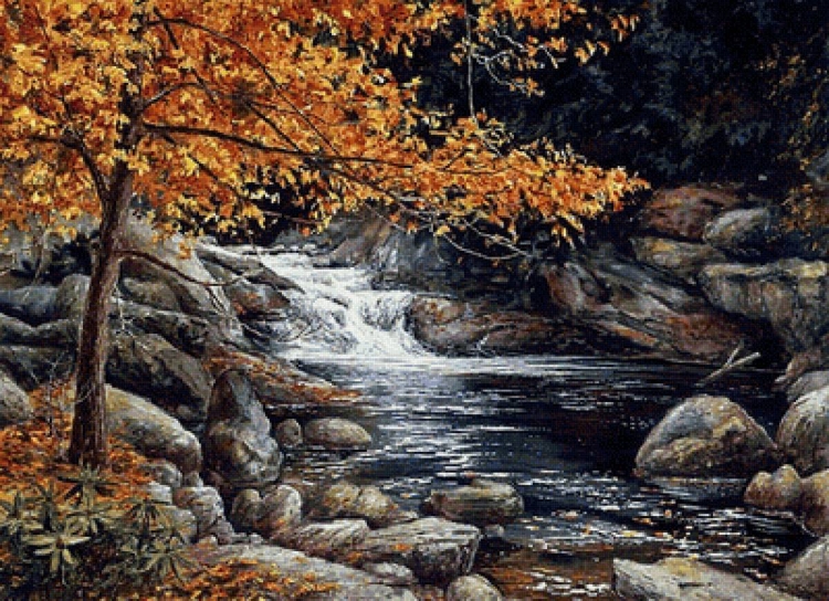 Осенний пейзаж с водопадом