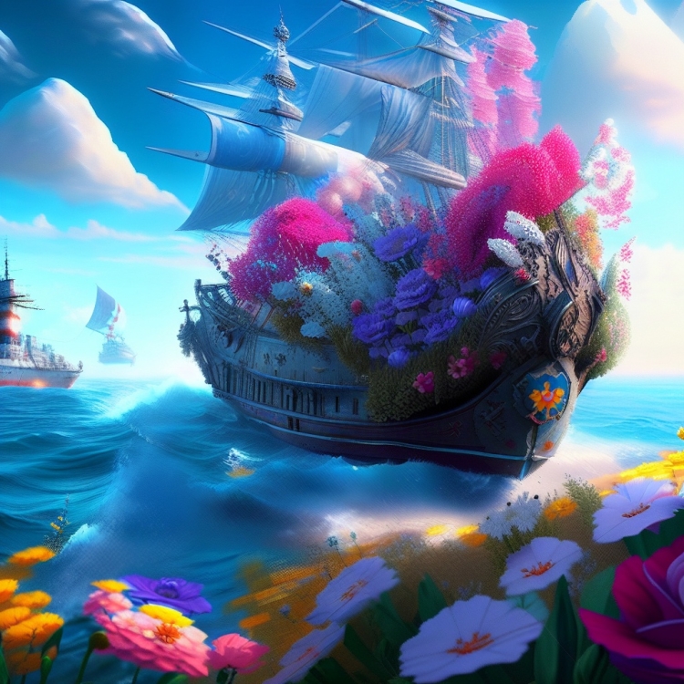 Корабль из цветов