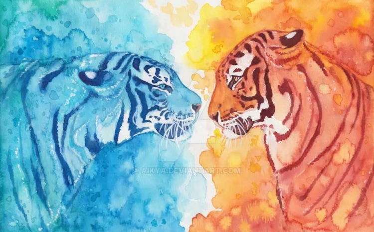 Мультяшный тигр и лев