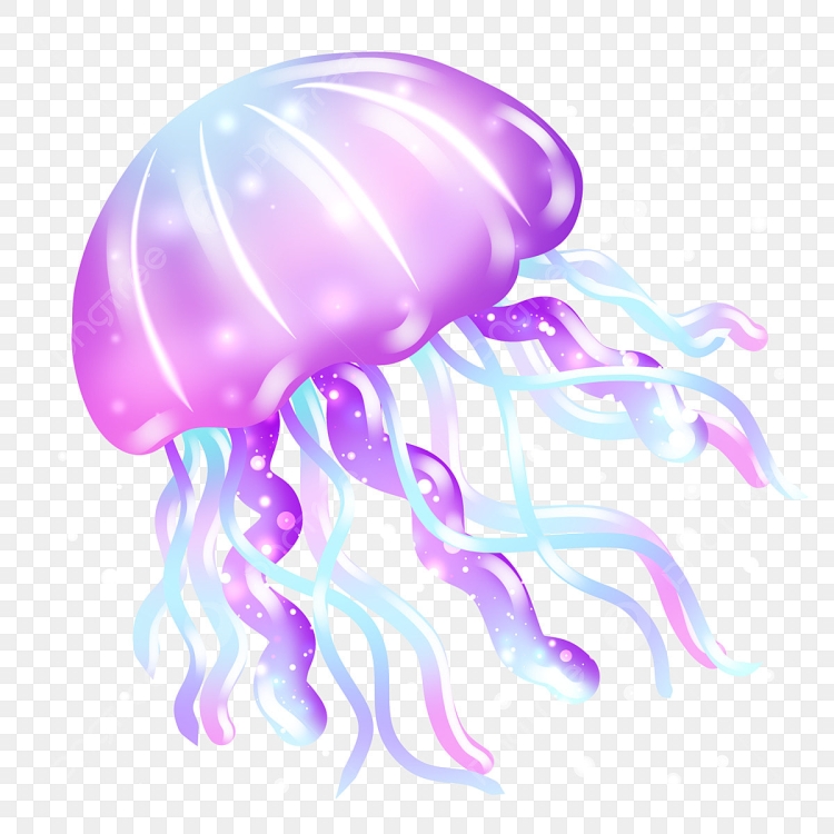 Розовая медуза в море