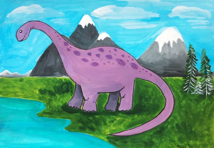 Мультяшный нарисованный динозавр