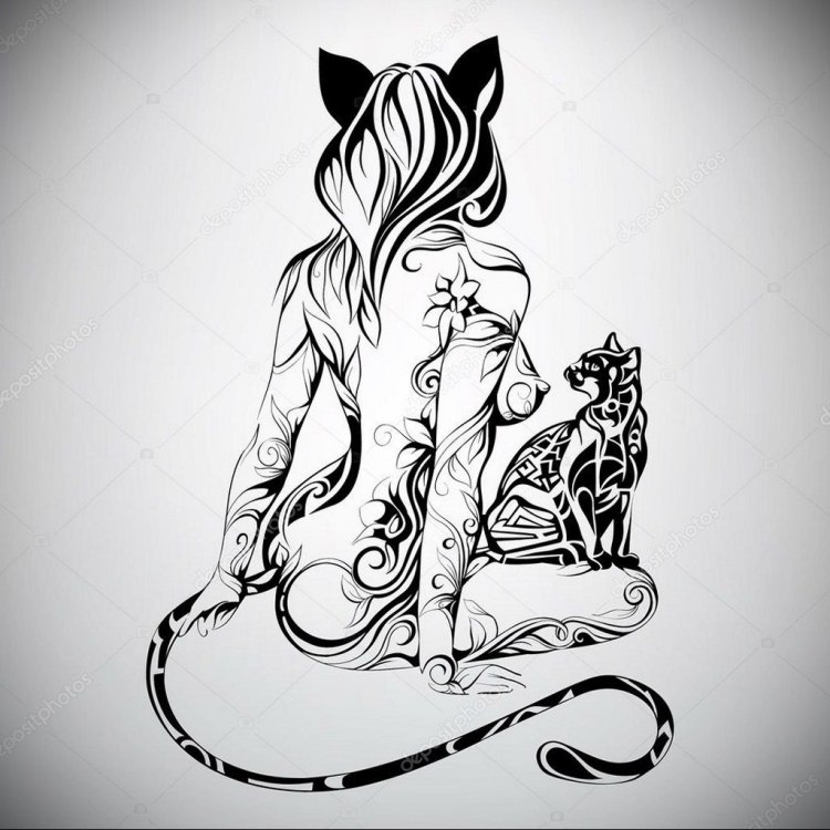 Татуировка кошки - значение для девушек и мужчин, красивые эскизы, фото и видео работ