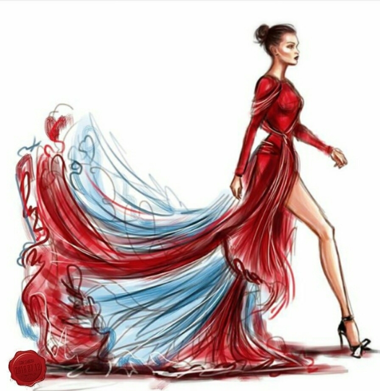 Мультяшный персонаж девушка в красном платье