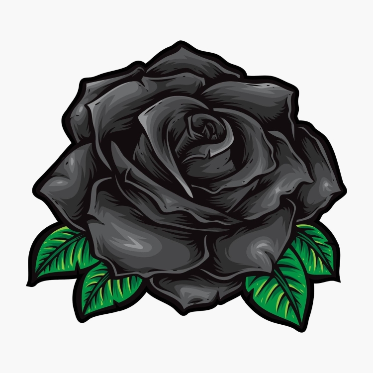 Черные мультяшные розы