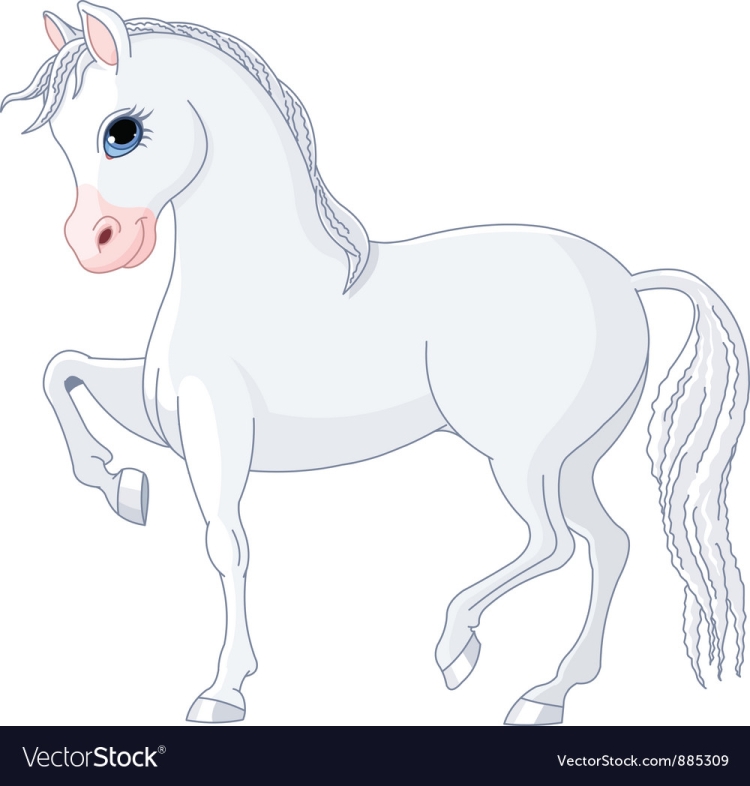 Мультяшная белая лошадь