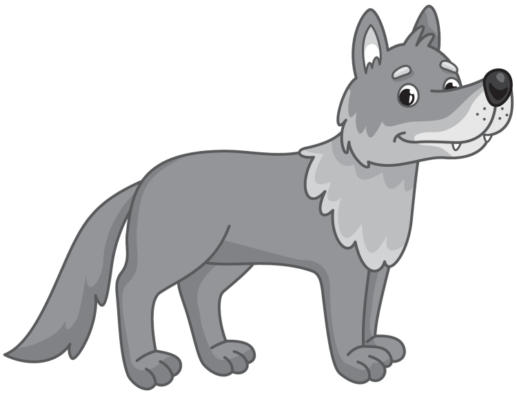 Мультяшный нарисованный волк