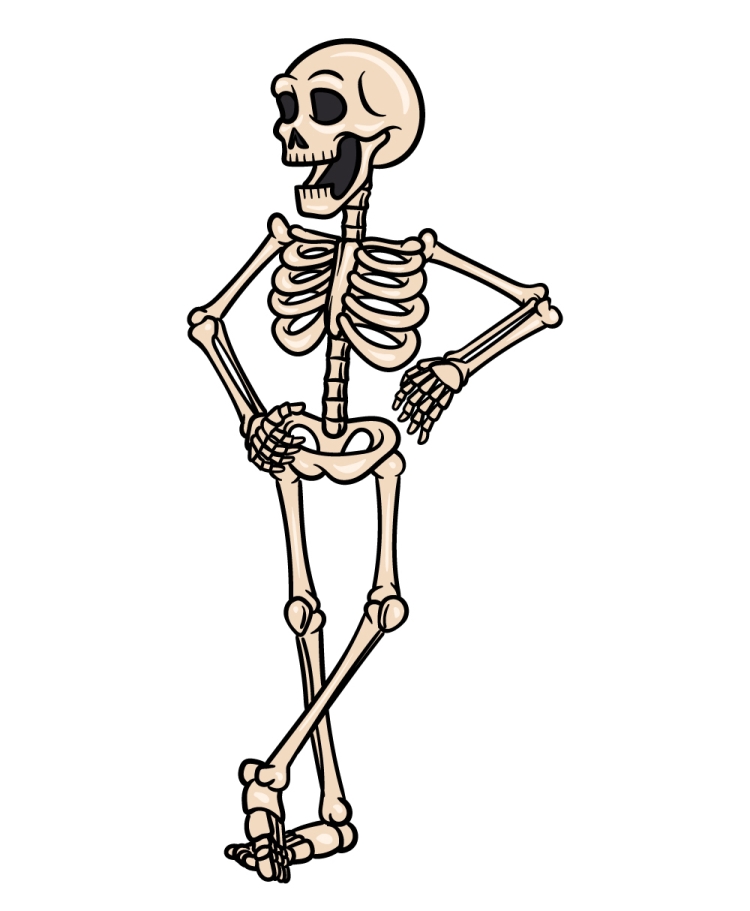 Нарисованный мультяшный скелет
