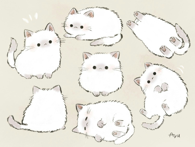Рисованные мультяшные коты