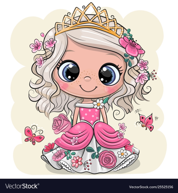 Мультяшная принцесса в розовом платье