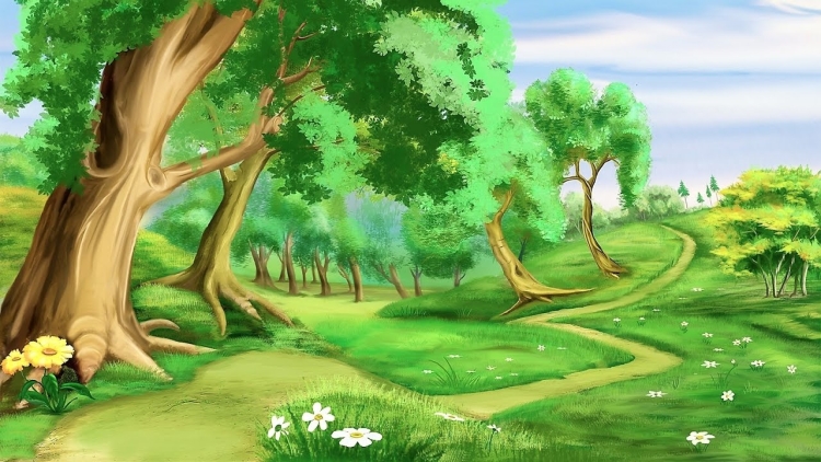 Сказочный мультяшный лес