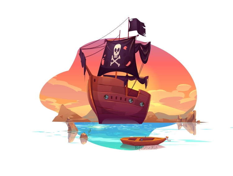Мультяшный пиратский корабль