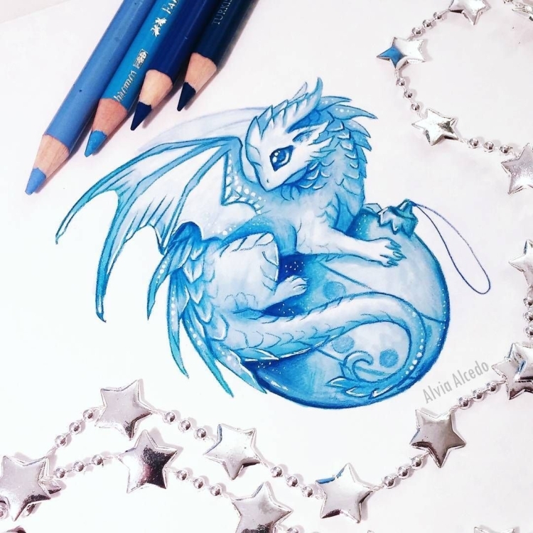 Мультяшный синий дракон