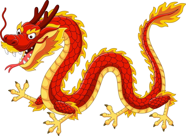 Китайский дракон в мультяшном стиле