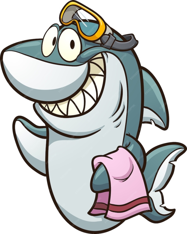 Мультяшная акула в очках