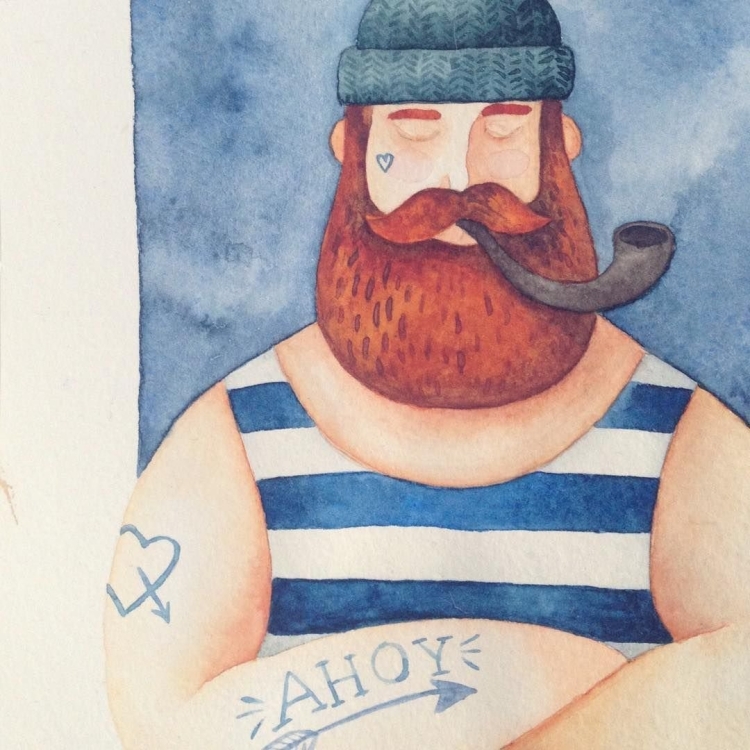Мультяшный моряк с бородой