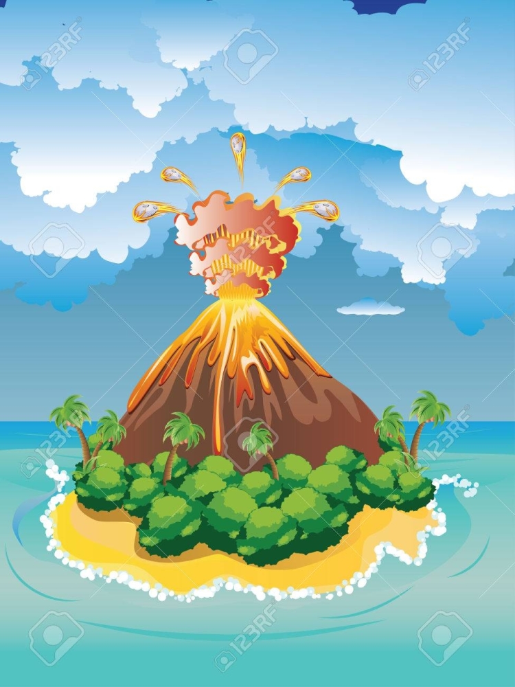 Мультяшный вулкан