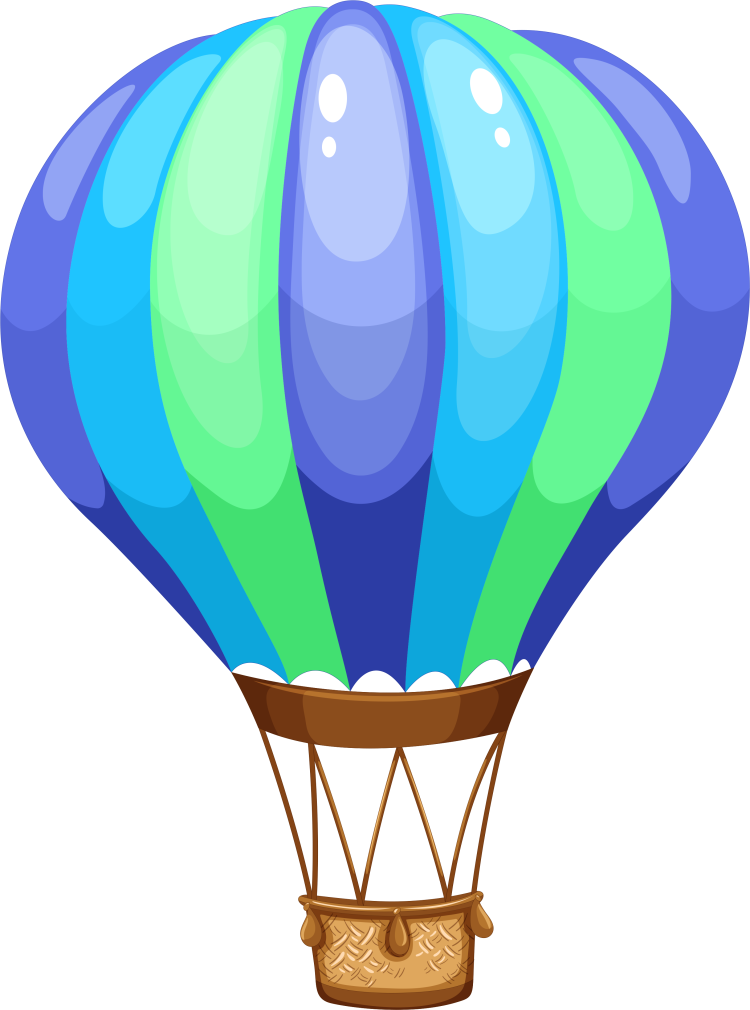 Мультяшный воздушный шар с корзиной