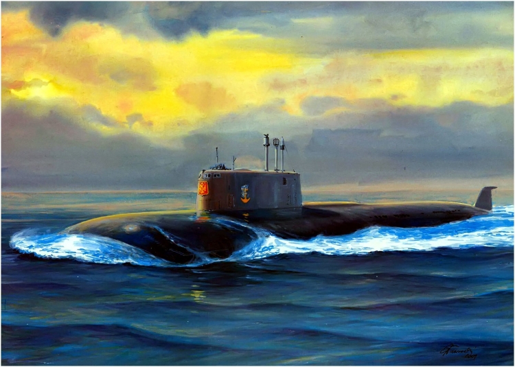 Подводная лодка в белом море
