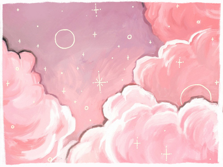 Розовое мультяшное облако