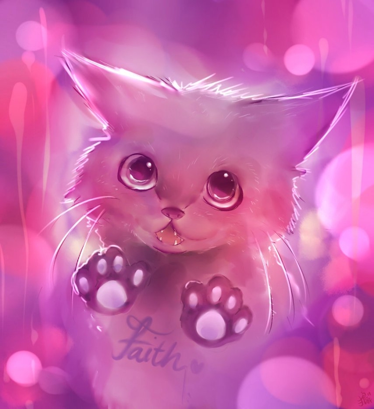 Розовый мультяшный кот
