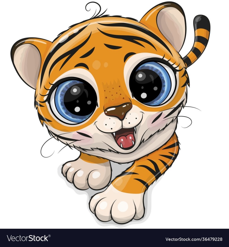 Мультяшный рисованный тигр